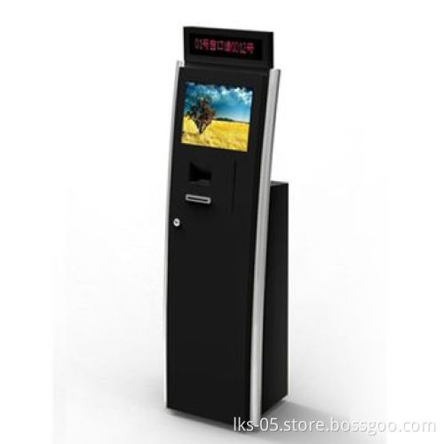 Self service queue kiosk terminals with LED signage box and 17-inch touch screen